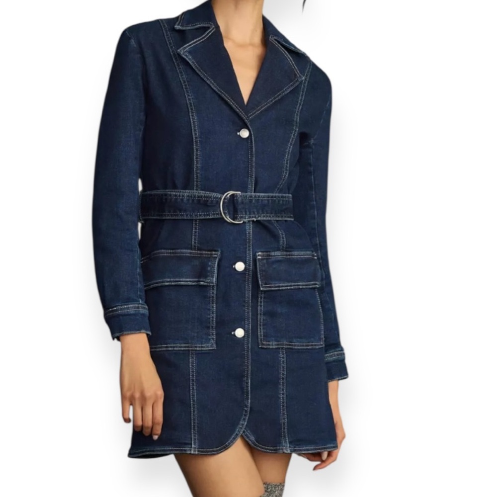 Pilcro Anthropologie belted denim blazer dress